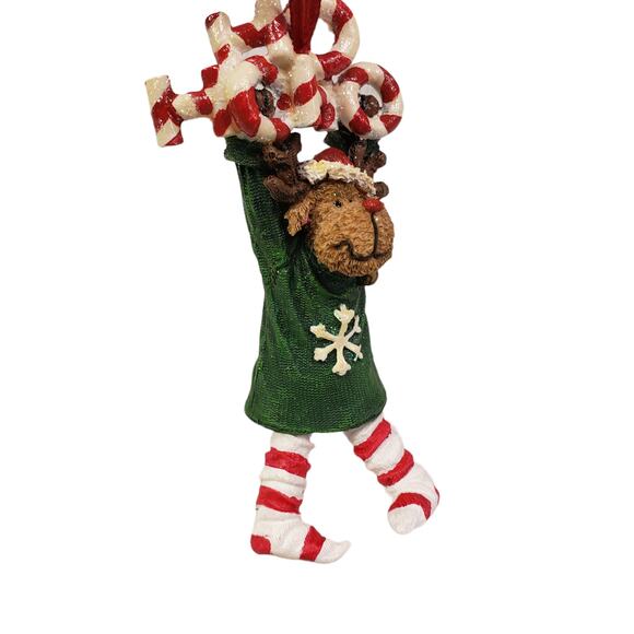 HoHoHo Hanging Moose Boyds Bears Resin Ornament #25016 Christmas Ornament - Picture 5 of 12